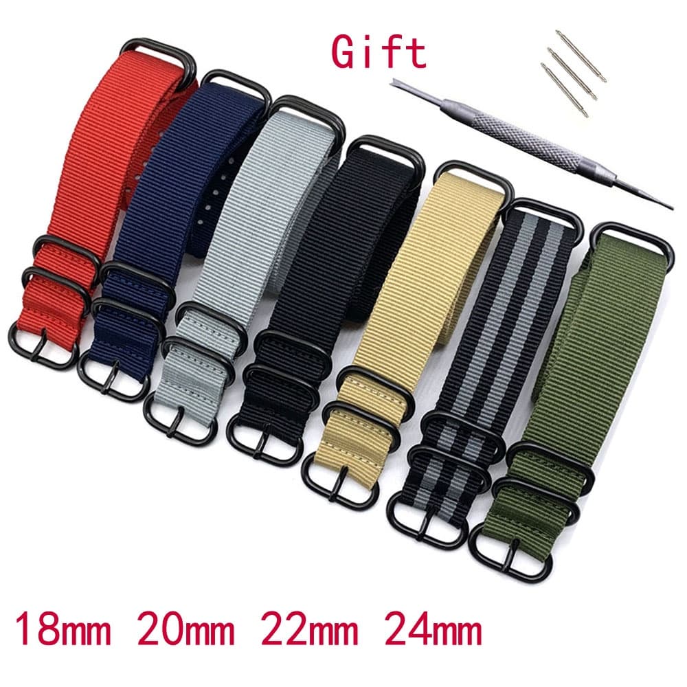 Pulseiras De Nylon Para Serviço Pesado18mm 20mm 22mm 24mm Pulseira De Relógio NATO Zulu Com Fivela De Anel