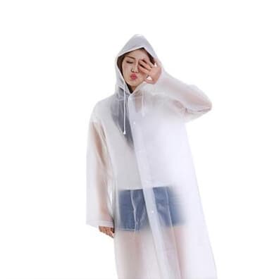 Capa de chuva grossa e longa em vinil transparente com capuz impermeável YP258