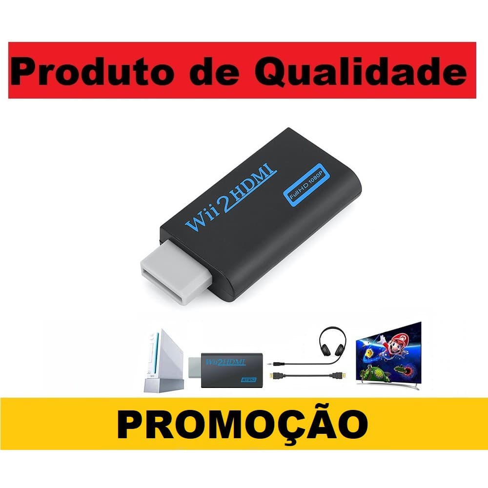 Wii2hdmi - Adaptador PRETO Para Conectar Seu Nintendo Wii Via Hdmi Oferta