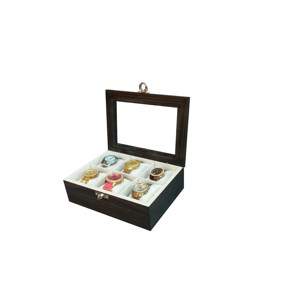 Caixa com 06 Relógios - Ébano flocado de Bege
