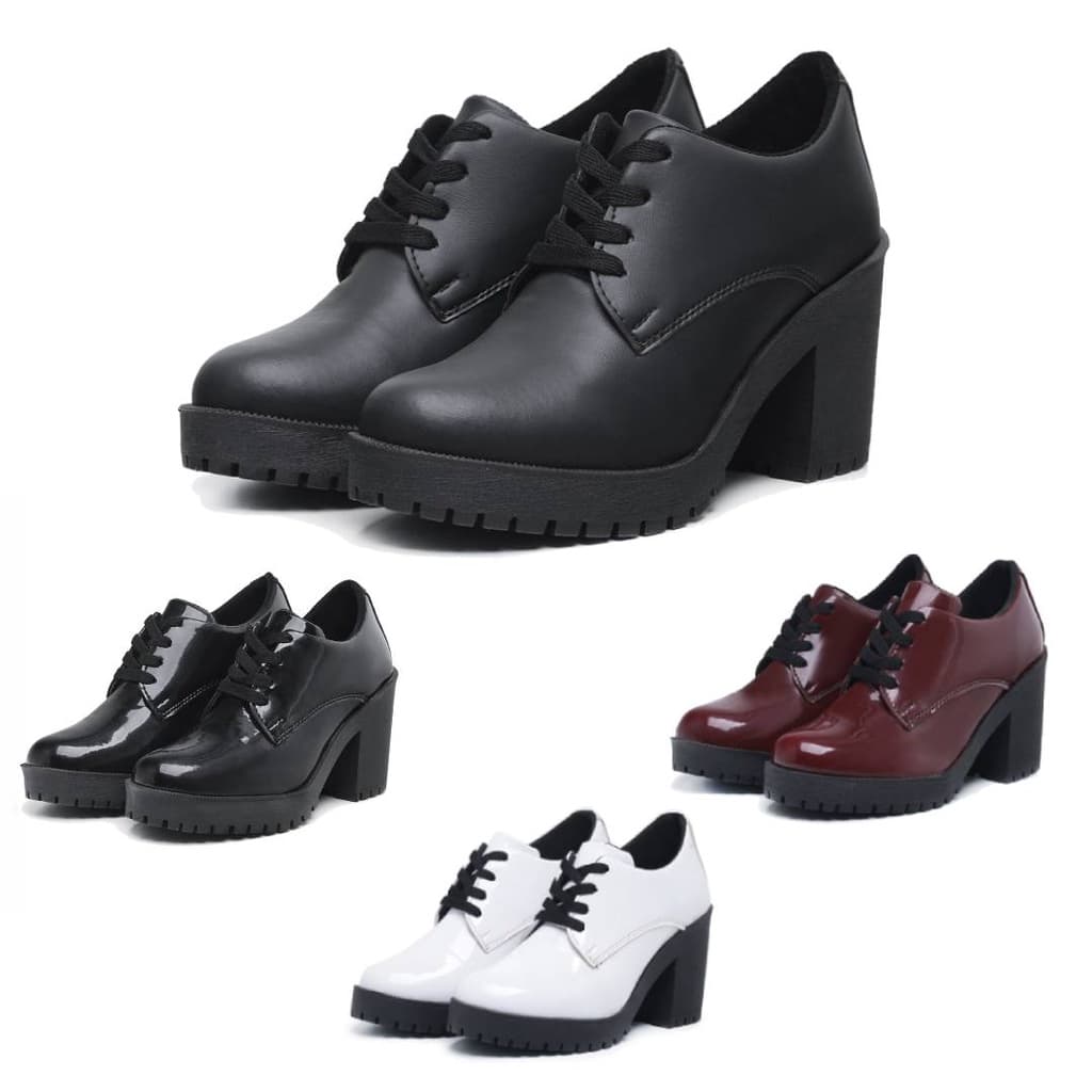 Sapato Oxford feminino salto tratorado promoção de lançamento