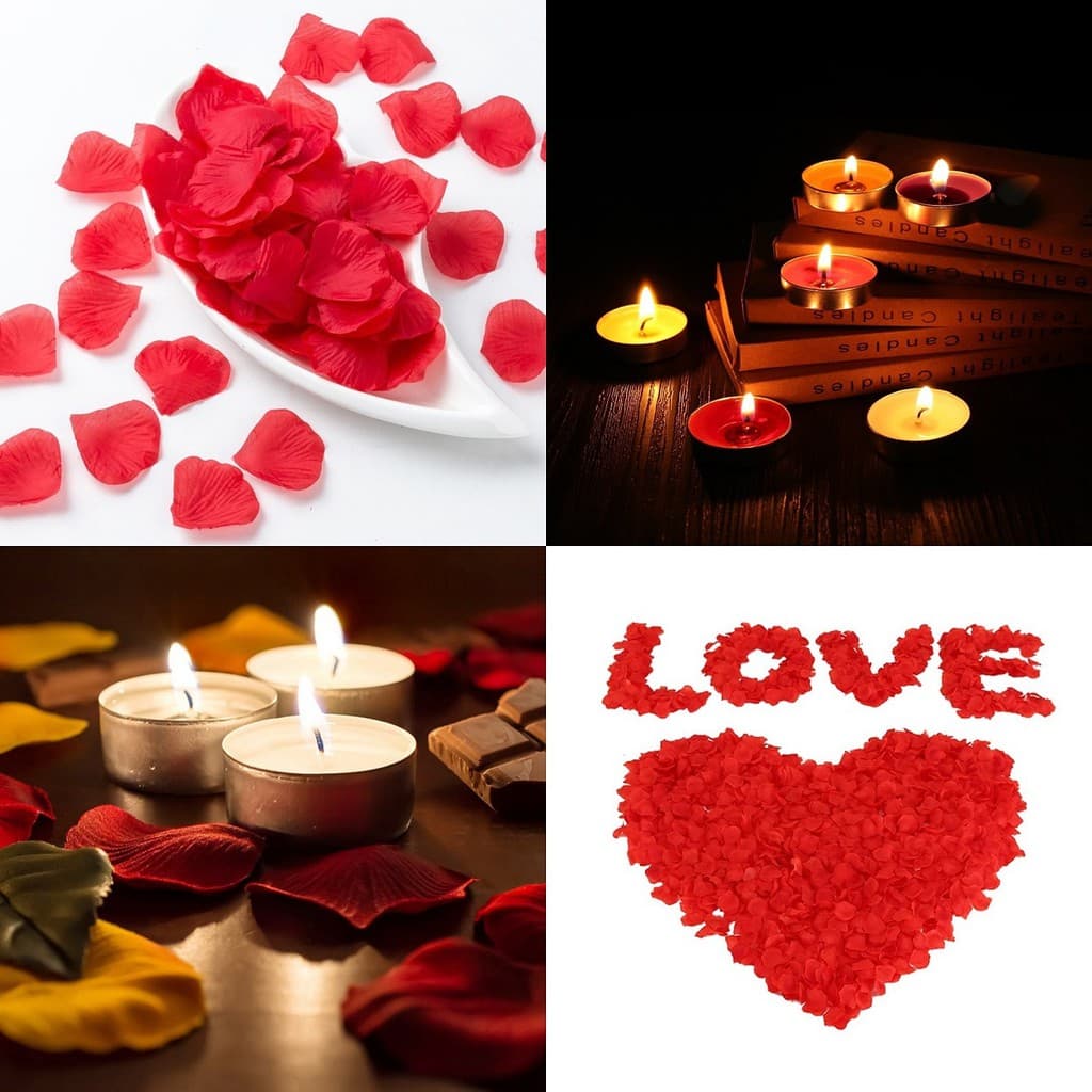 2.500 Pétalas Artificiais + 100 Velas Rechaud - Kit Romântico