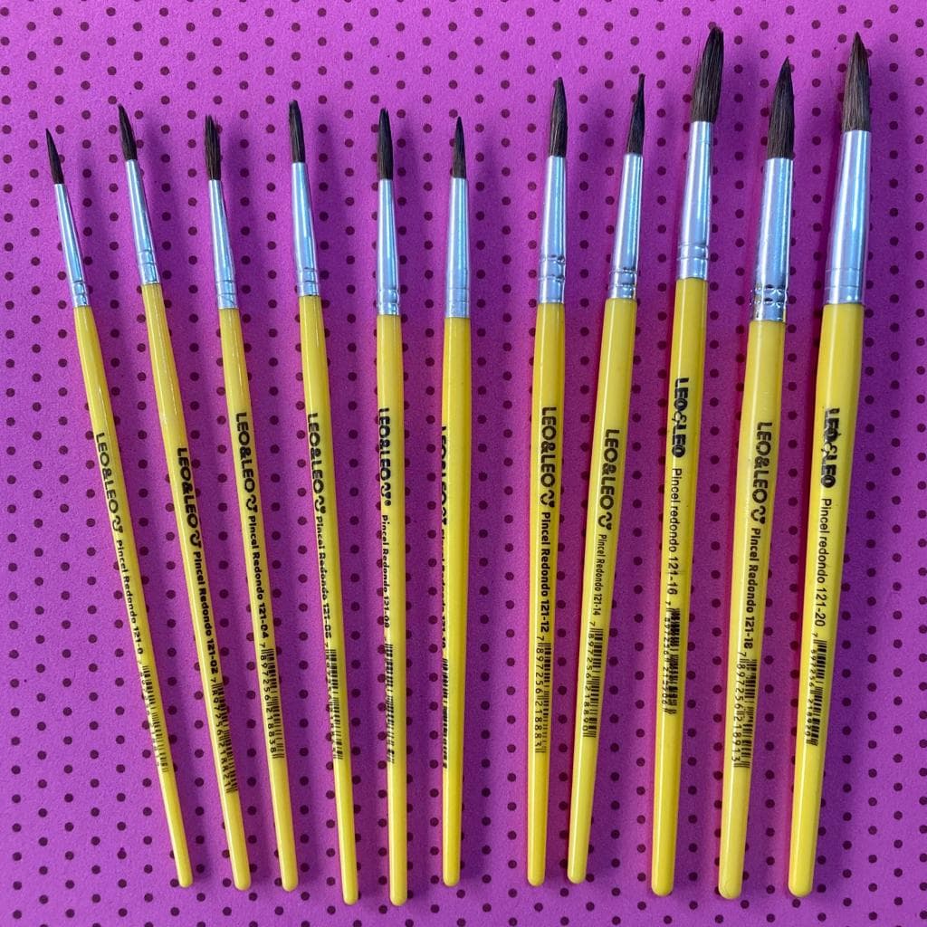 Pincel Escolar Redondo curto diversos tamanhos Leo & Leo