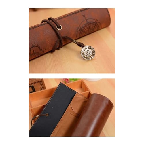 Estojo Escolar Outros Couro Camurca Mapa Vintage Jp295