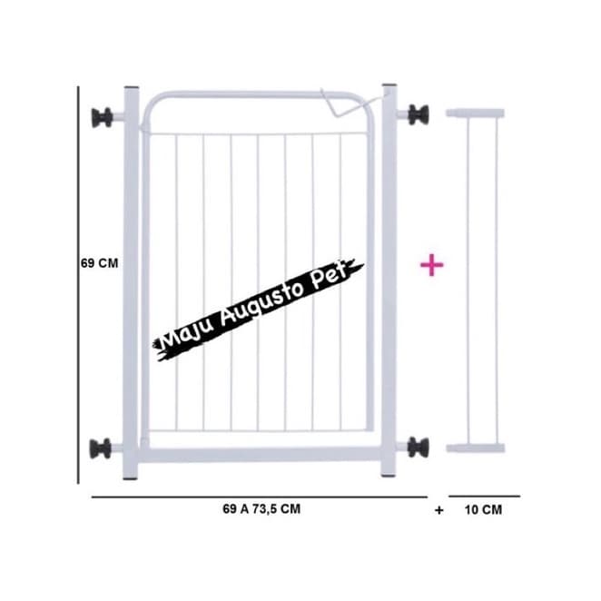 Grade Portão Pet de Proteção 69 a 73,5 / 79 a 83,5 para Cachorro Cães