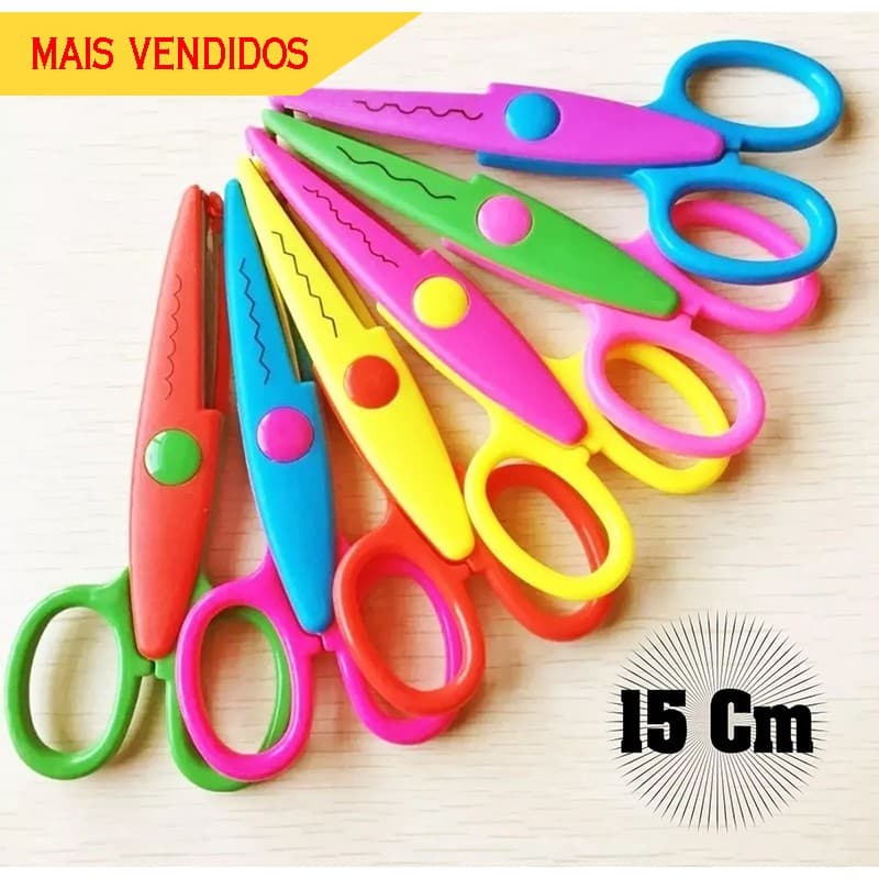 Kit 6 Tesoura Decorativas Artesanato Picotar Scrapbook Papel