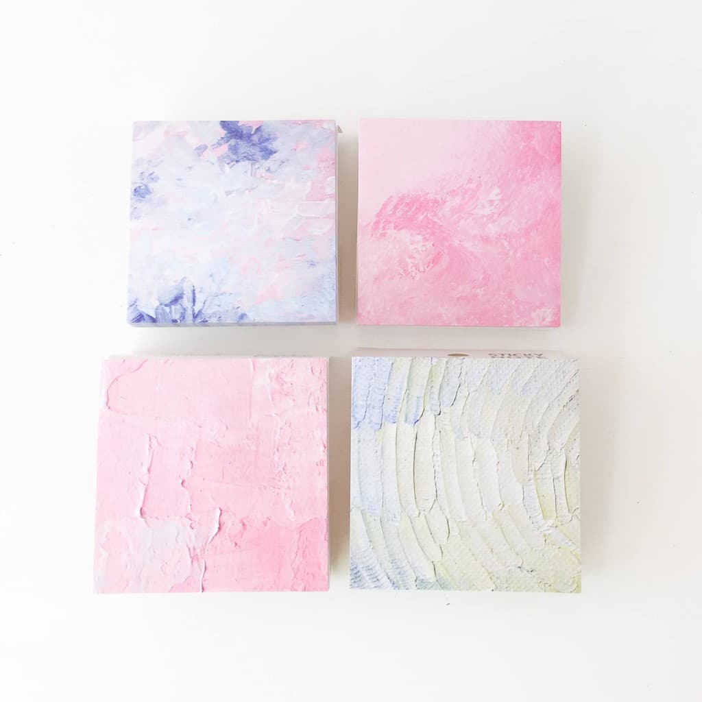 Bloco de Anotações Adesivo Textura Tinta Papelaria Japonesa Coreana - 4 peças