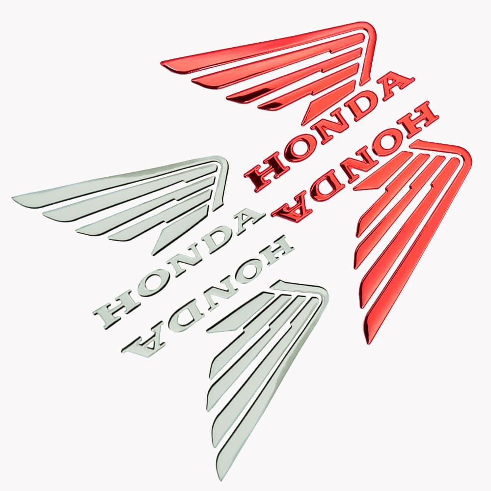 Motocicletas 3D Prata Gel Borracha Tanque Emblemas Decalque Adesivo Para Honda Wing Set