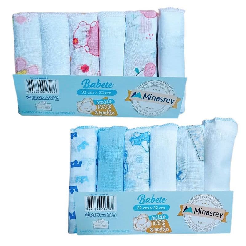 Kit 6 Pano de Boca Fralda Babete para Bebê Minasrey