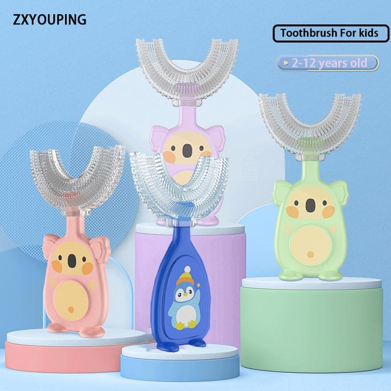 Escova De Dentes Infantil silicone Grau Alimentício escova de dente infantil 2-12 Anos /Sem BPA escova dente infantil