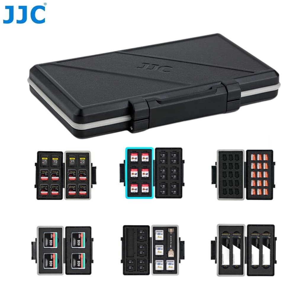 JJC Estojo para cartão de memória Case Memory Card Case SD SDXC SDHC Micro SD MSD SDHC SDHC TF Camera DSLR Mirrorless Acessórios