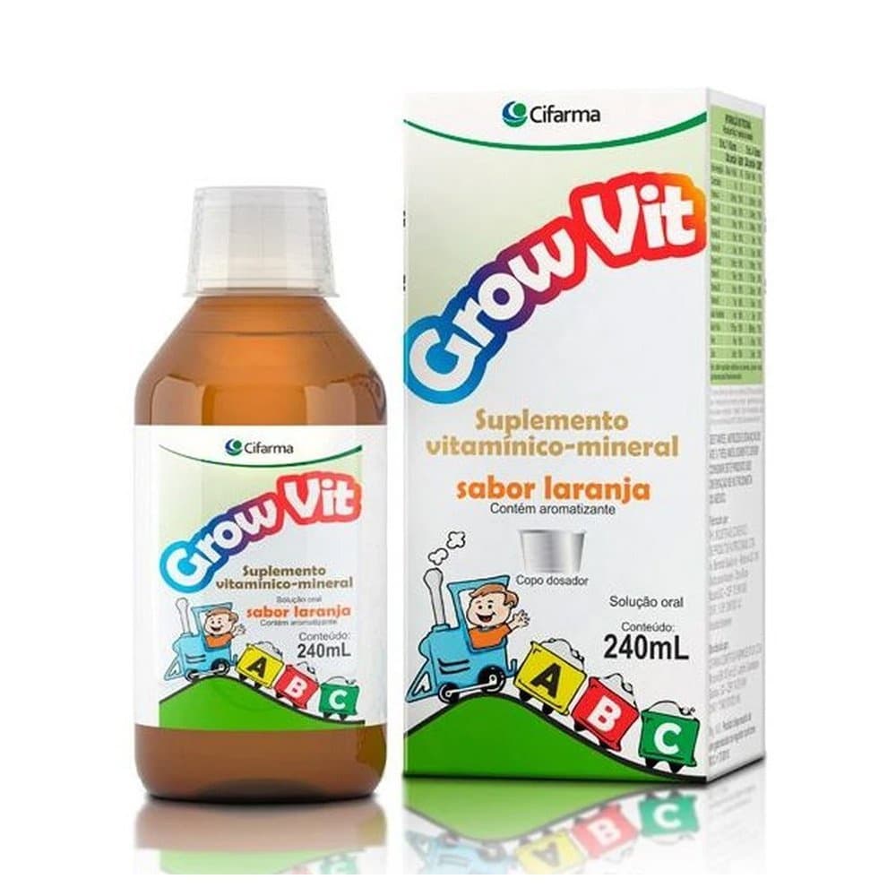 GrowVit Suspensão Pediátrica 240ml - Sabor Laranja