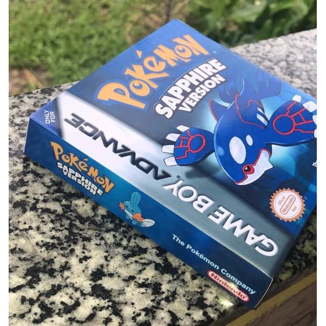 caixa com berço repro para pokemon sapphire de gameboy advance gba