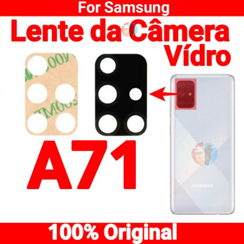 Lente Vidro Camera Traseira A71 A715f + Adesivo Original