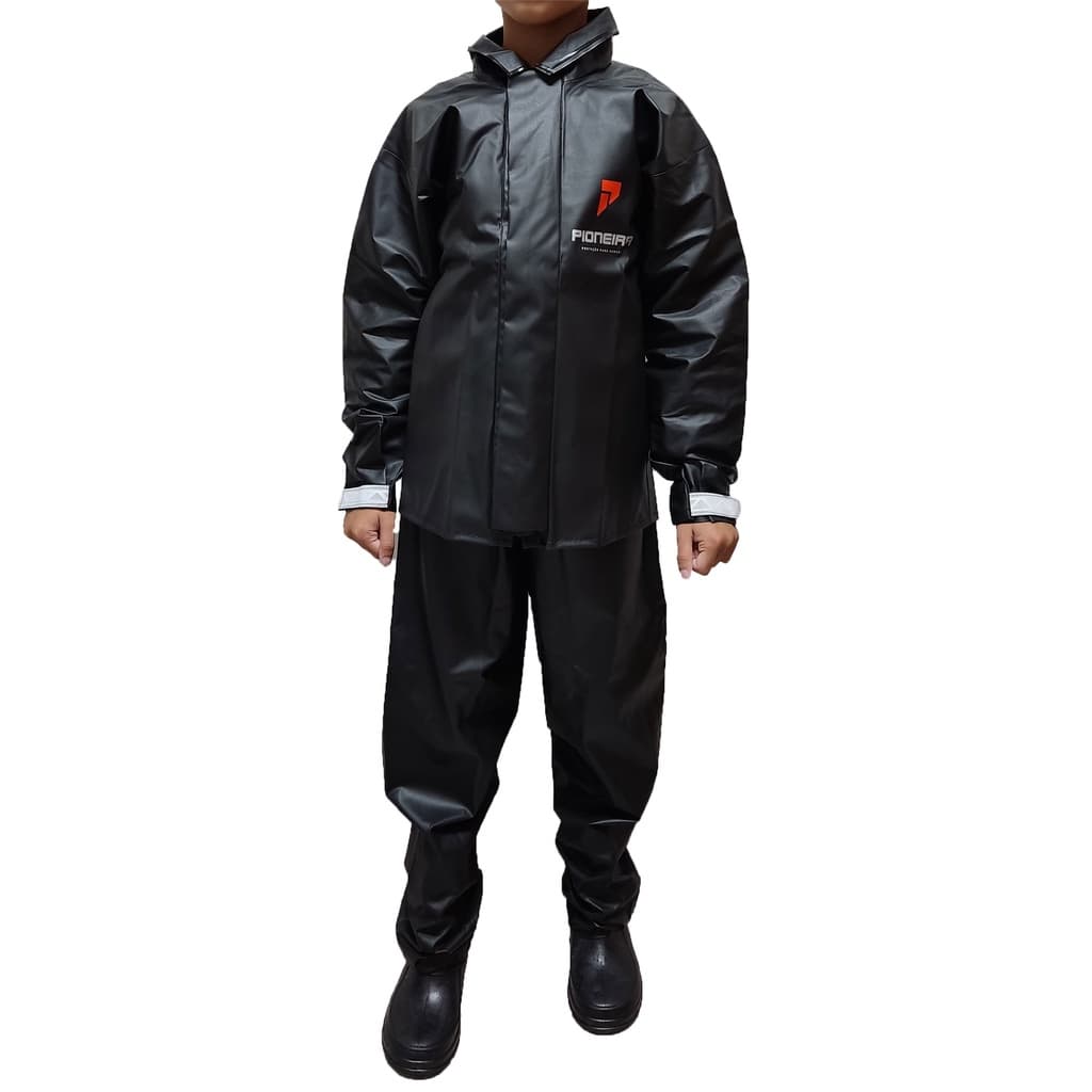 Capa De Chuva Pioneira Bravo Masculina Motoqueiro Pvc Infantil Criança Kids Com Gola