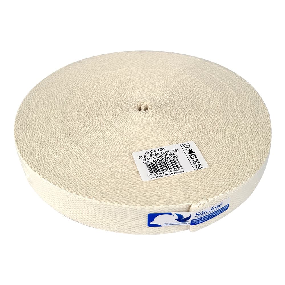 01 Alca De Bolsa Cru Sao Jose 30mm - 25 Metros -100% Algodao