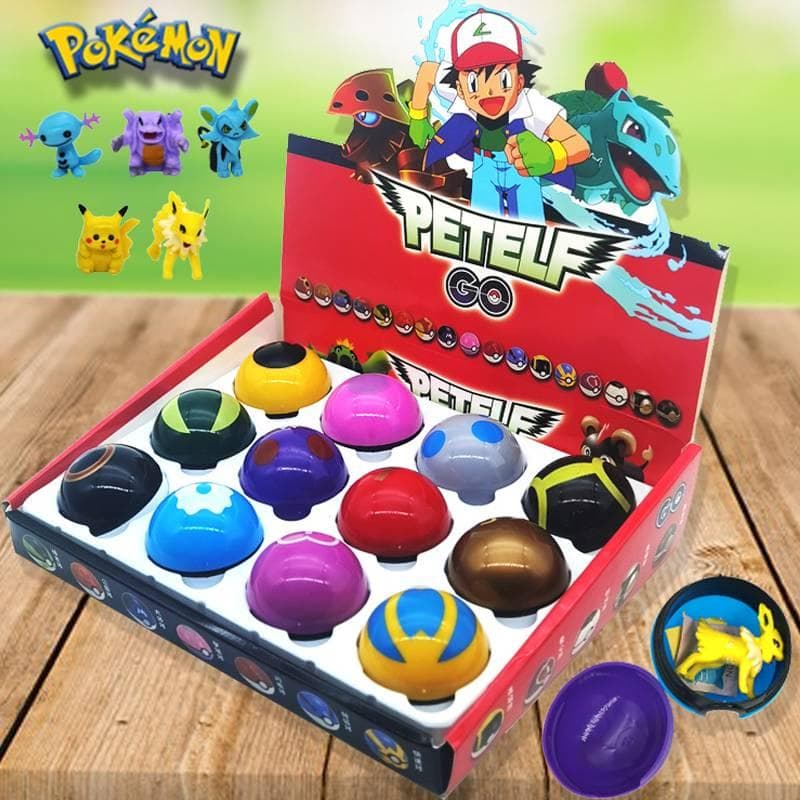 12 Pçs / Set Pvc Pokeball Bonito Figuras Brinquedos Para Crianças Pikachu Japão Anime Figuras Pokemon Pokemon Bola Ir Figuras