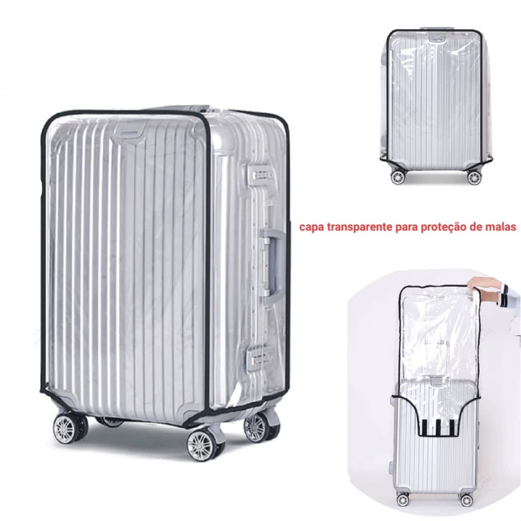 Capa Para Mala De Viagem Plástica Transparente Médio