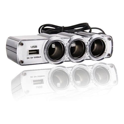 Hub Veicular Extensão Tripla Para Tomada e Usb