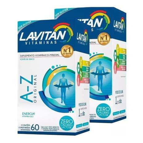 Kit 2 caixas Lavitan Vitaminas A-Z Original Homem Com 60 Cápsulas cada