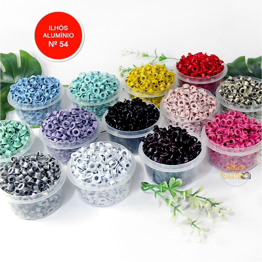 Ilhós de ALUMÍNIO Nº 54 COLORIDO - 7g - aproxi 100 unidades