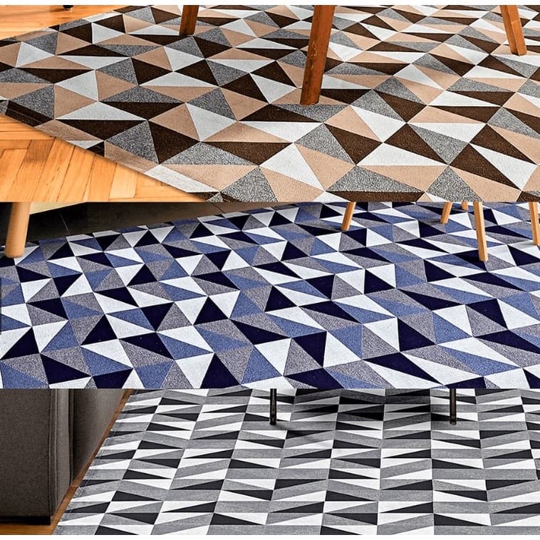 Tapete Jacquard 3,00 m x 2,00 m Antiderrapante Geométrico Sala Escritório Quarto