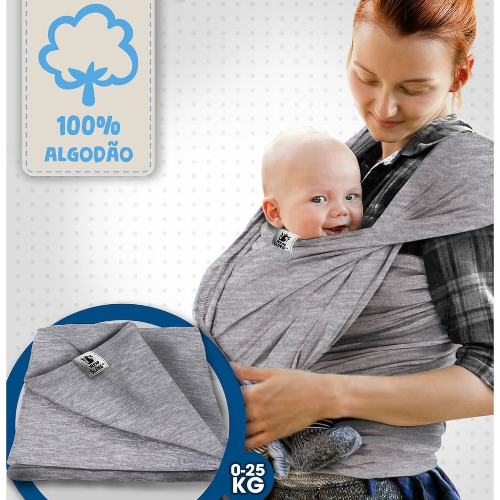 Wrap Sling Canguru Bebê Carregador Carrier Enxoval Passeio 100% Algodão