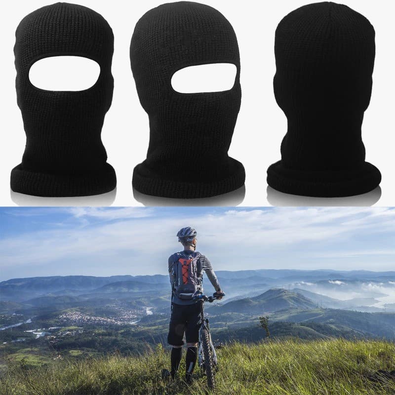 Unisex inverno malha um buraco máscara de esqui balaclava beanies chapéu ciclismo capacete à prova de vento forro rosto cheio boné pescoço mais quente