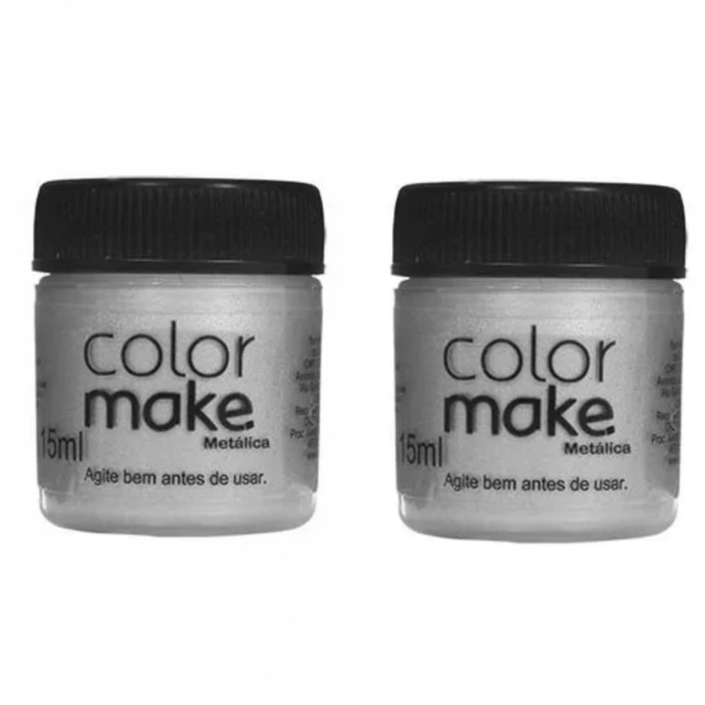 Kit Tinta Liquida Metálica 15ml Colormake C/ 2 (Prata) Carnaval Maquiagem Artistica