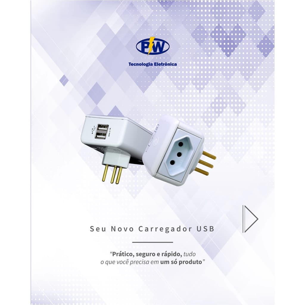 Proteraio Carregador Universal Com Tomada 10a + 2 Usb - Carregador USB Recarga Rápida