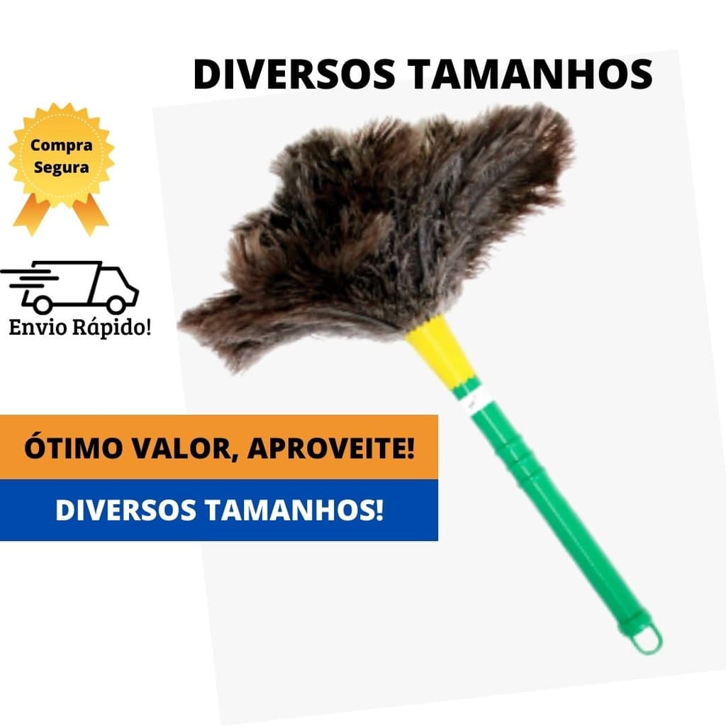 Espanador de Pó Pena De Avestruz Limpa Poeira Tira Pó