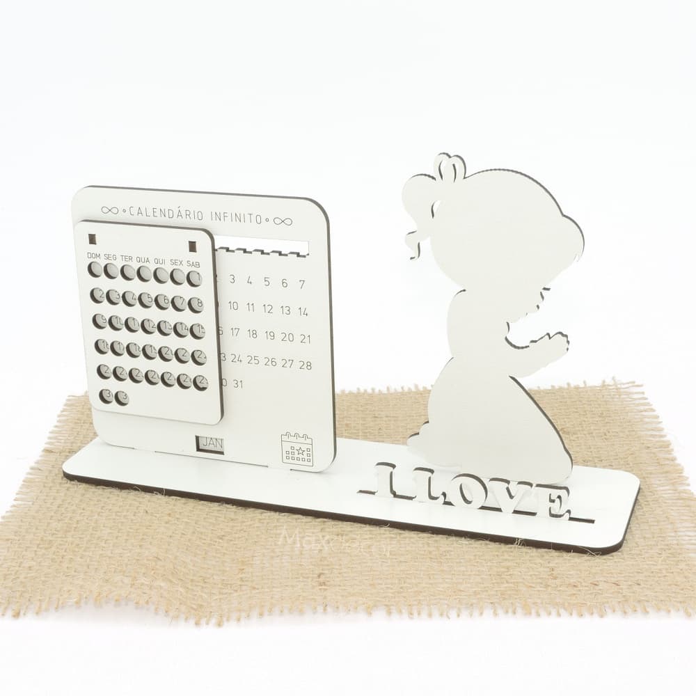 5 Calendário Infinito Personalizado Mdf Branco - Menina