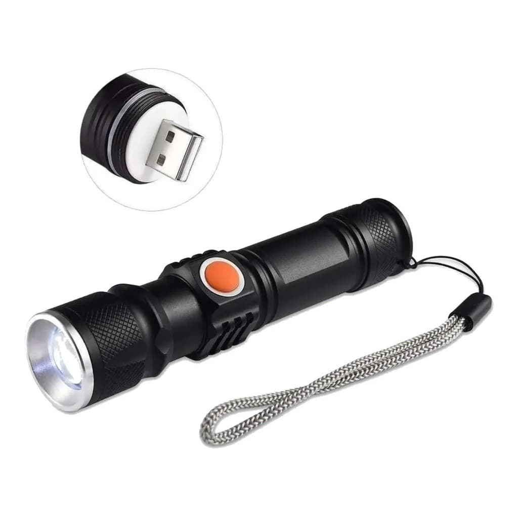 Mini Lanterna Profissional Tática Led 128000W Recarregavel Usb Prática T6