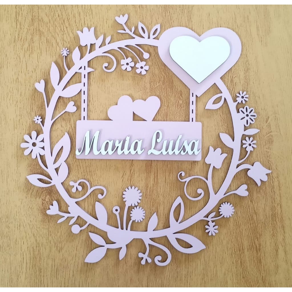 Enfeite porta maternidade coração 25cm personalizada(ACOMPANHA BRINDE)