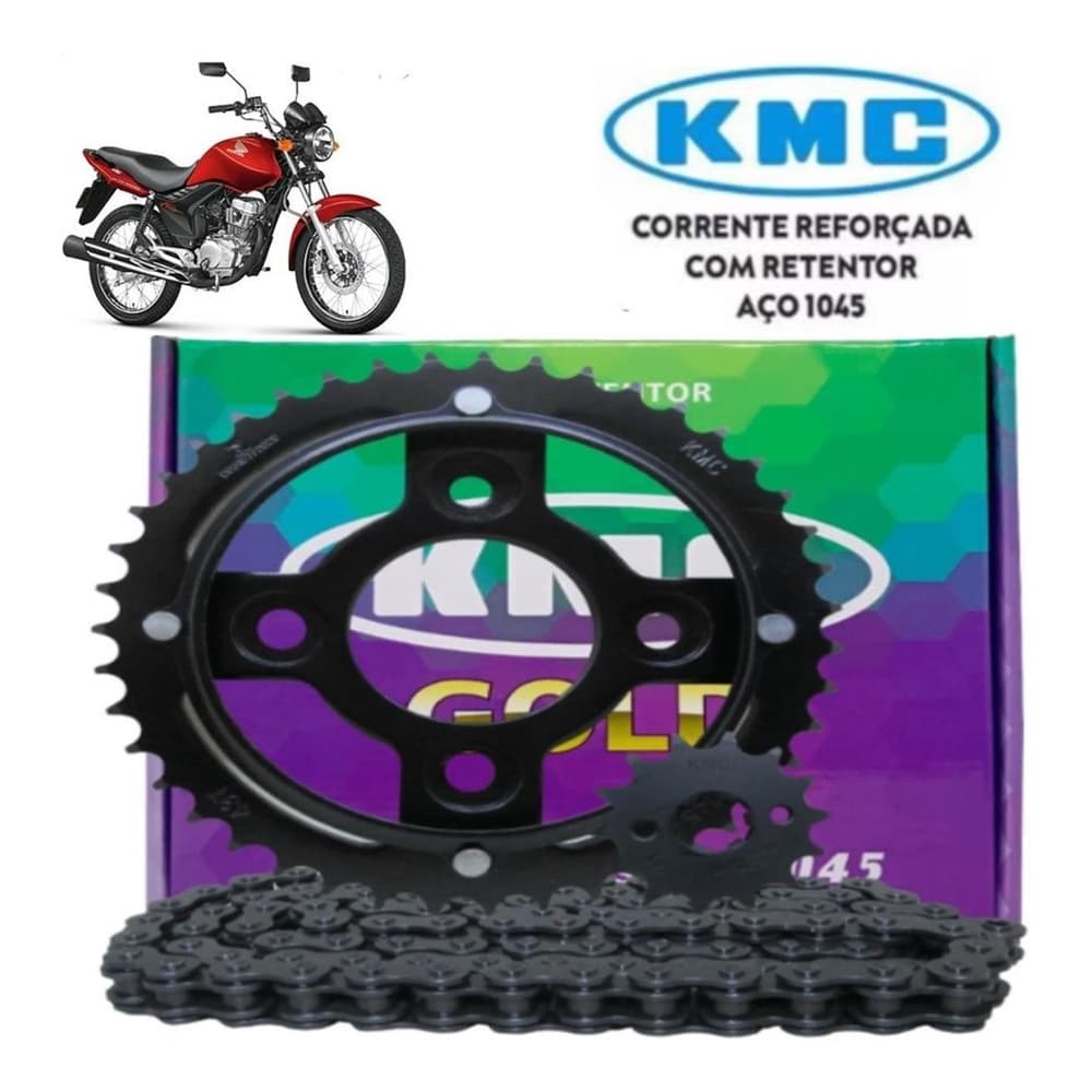 Kit Relacao Tracao Transmissao Honda Cg Titan Fan 125 2009 2010 2011 2012 2013 Com Retentor Original Kmc