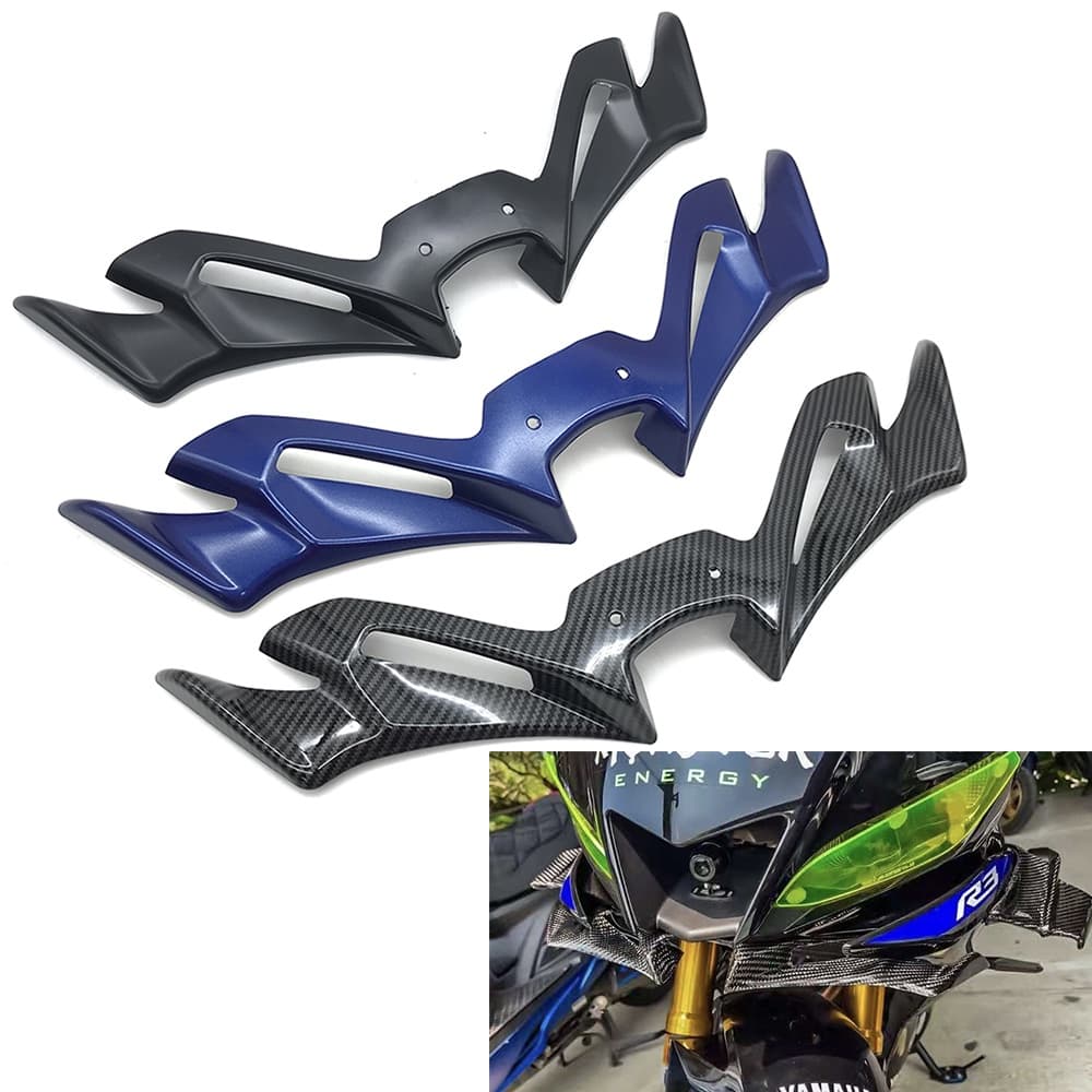 Carenagem Aerodinâmica De Motocicleta Asa Frontal Capa Fibra De Carbono Estilo De Vento Para Yamaha YZF R3 R25 YZFR3 YZFR25 2019-2021