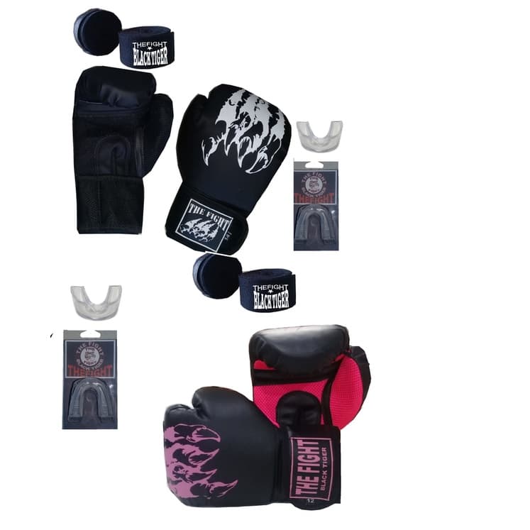 Kit Muay Thai 2par Luva+2par Bandagem+2bucal.