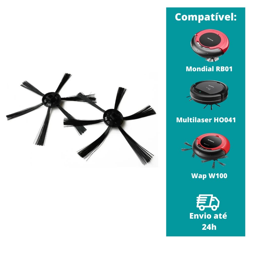 Par Escova Vassoura Rotativa Para Aspirador Robô Wap W100