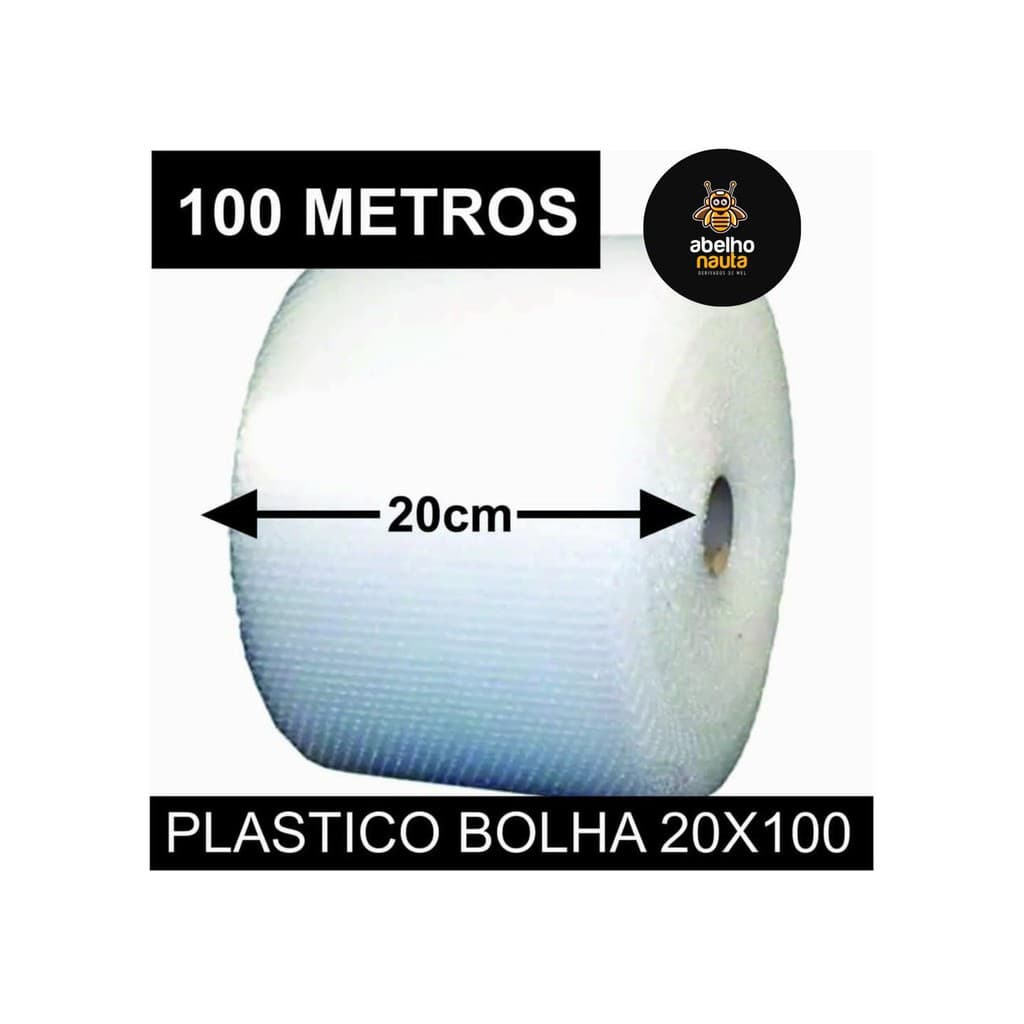 Bobina de Plástico Bolha 20 cm, 100 metros, embalagem de correio