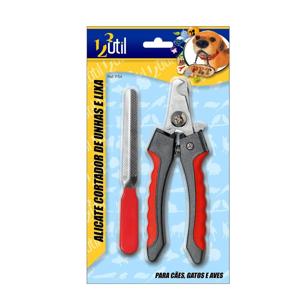 Alicate De Unhas Cortador Cães Gato Cachorro + Lixa