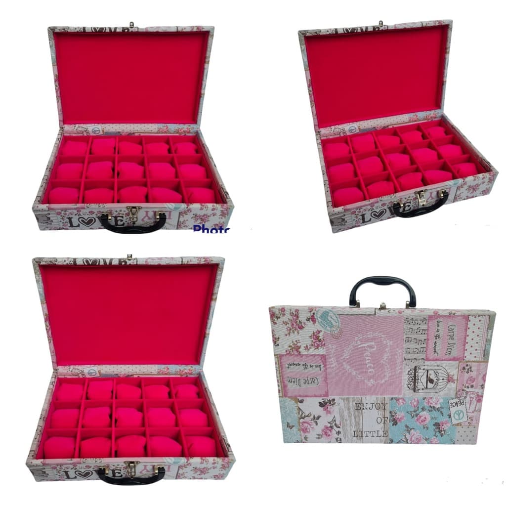 Maleta Porta Relógio para 15 unidades Love com Pink Fechado