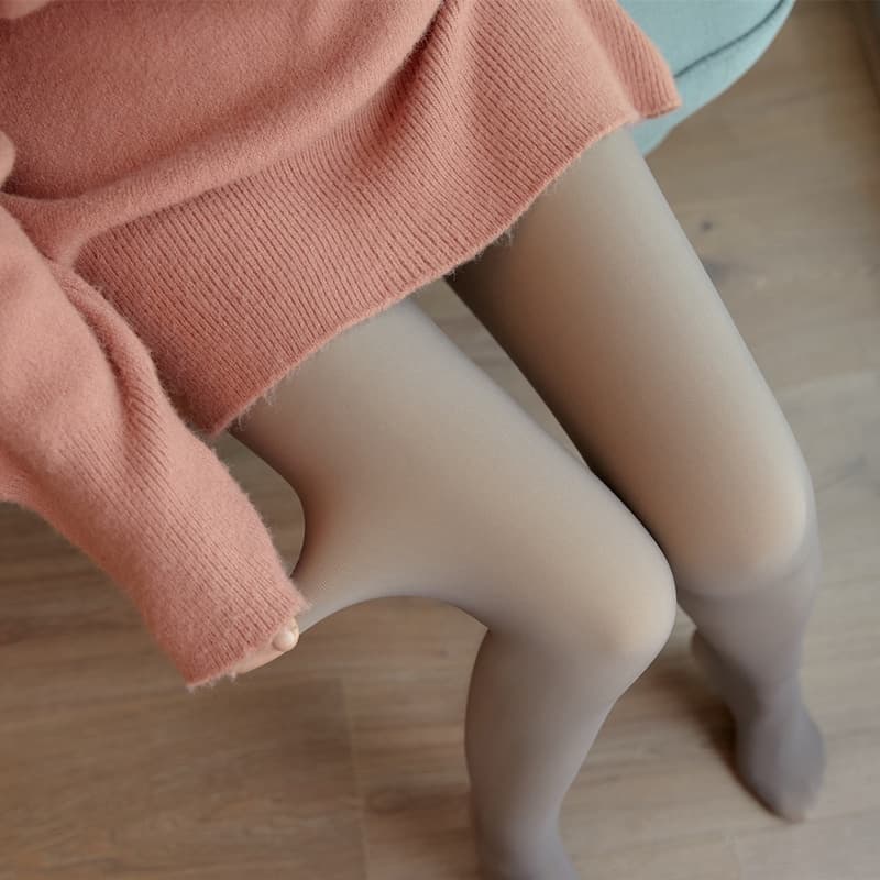 Meia-Calça Térmica Forrada Peluciada Translúcida P-G de Lã Legging Grossa Inverno Quente Feminina