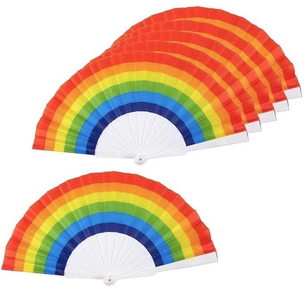 Kit 10 a 40 Leque Arco-íris Colorido Para Festa Dança Carnaval Decoração