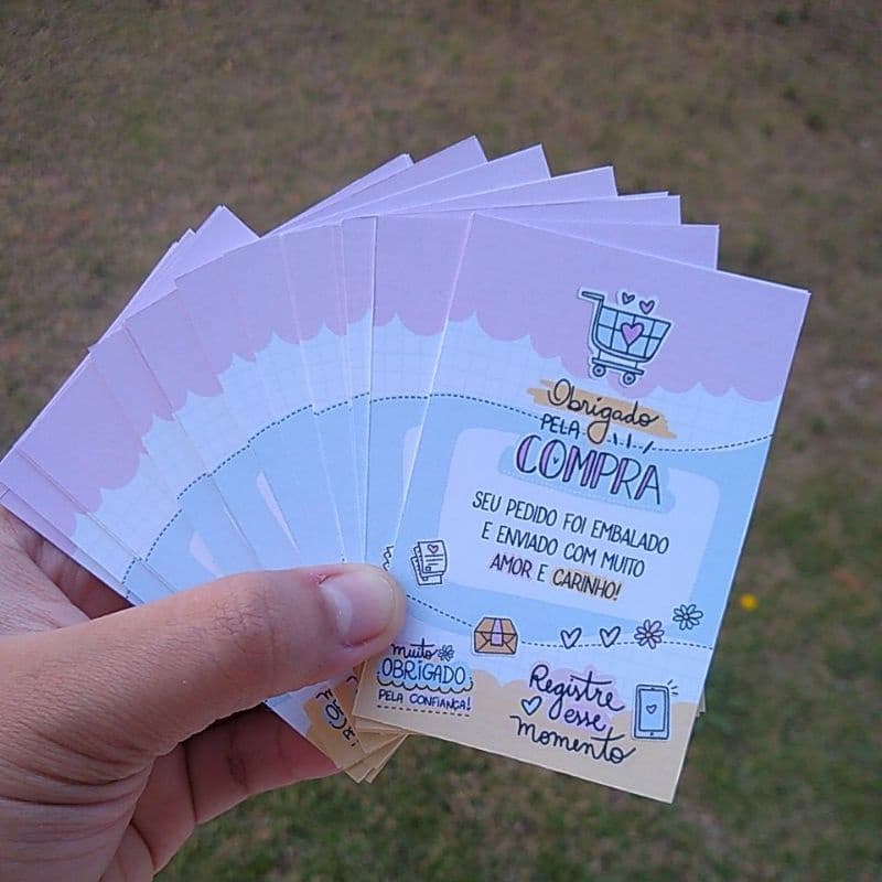 Pacote com 10 cartões de agradecimento ao cliente Tags Mini Cartão Card Obrigado pela compra Confiança Carta Cartinha de Agradecimento ao cliente pelo pedido registre esse momento tire uma foto