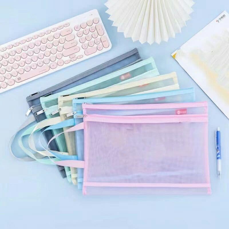 Porta documentos, pasta plástico Multiuso Com Zíper - Cores Sortidas 2 divisórias