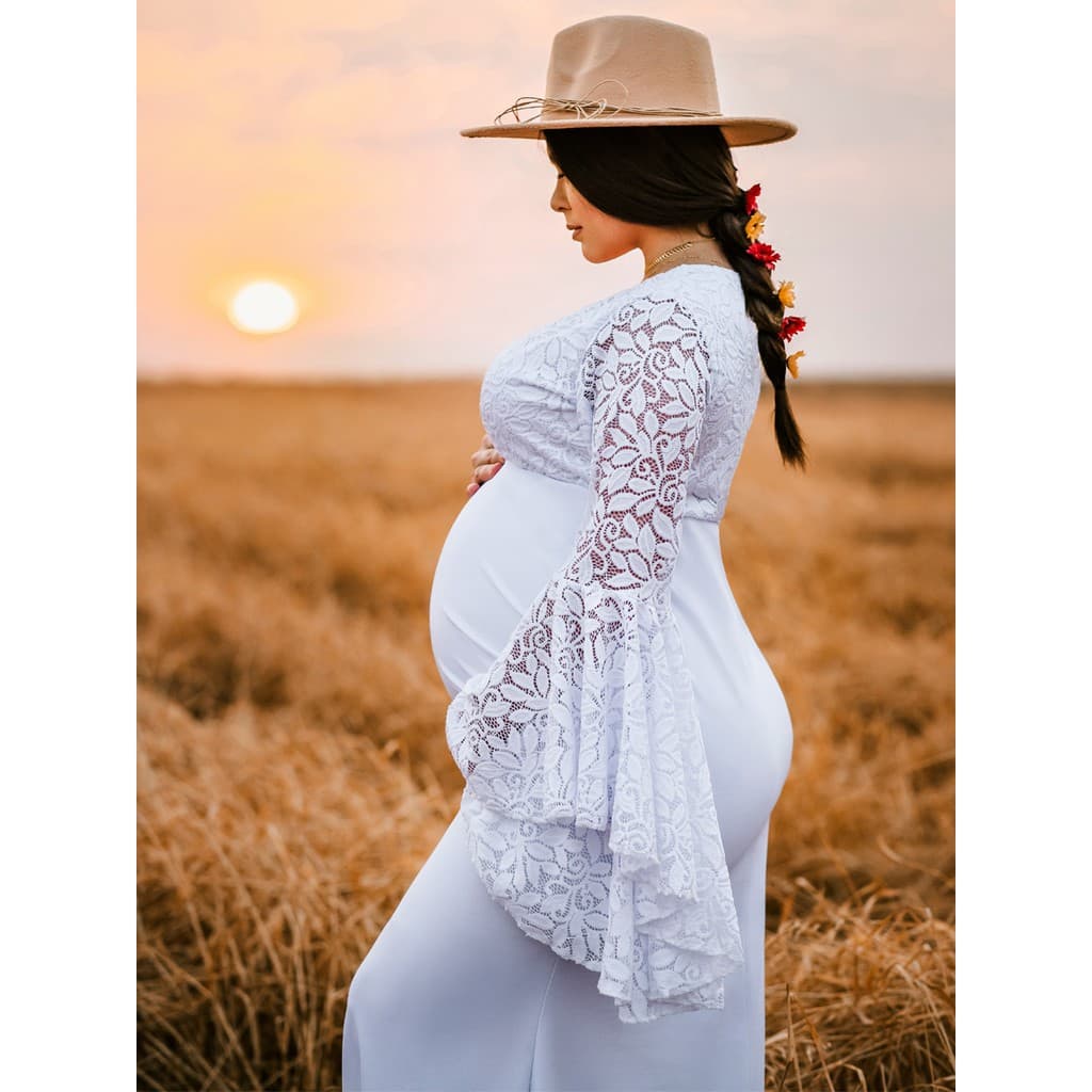 Vestido Gestante De Manga Flare Para Foto De Gravida G20