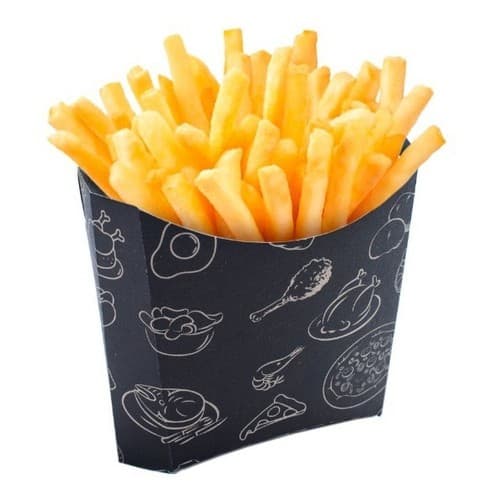 100 Cx. Embalagem Batata Frita balcao Interior Aluminizado - tamanho P