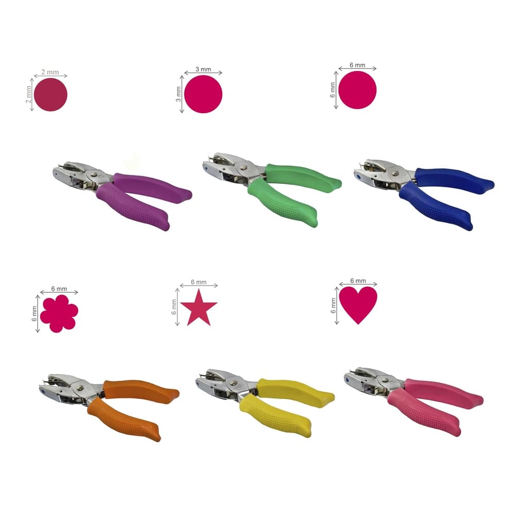 Furador Scrapbook Alicate Para Papel E Eva Coração/ Estrela/ Cotton/ Circulo 6mm/ 3mm/ 2mm