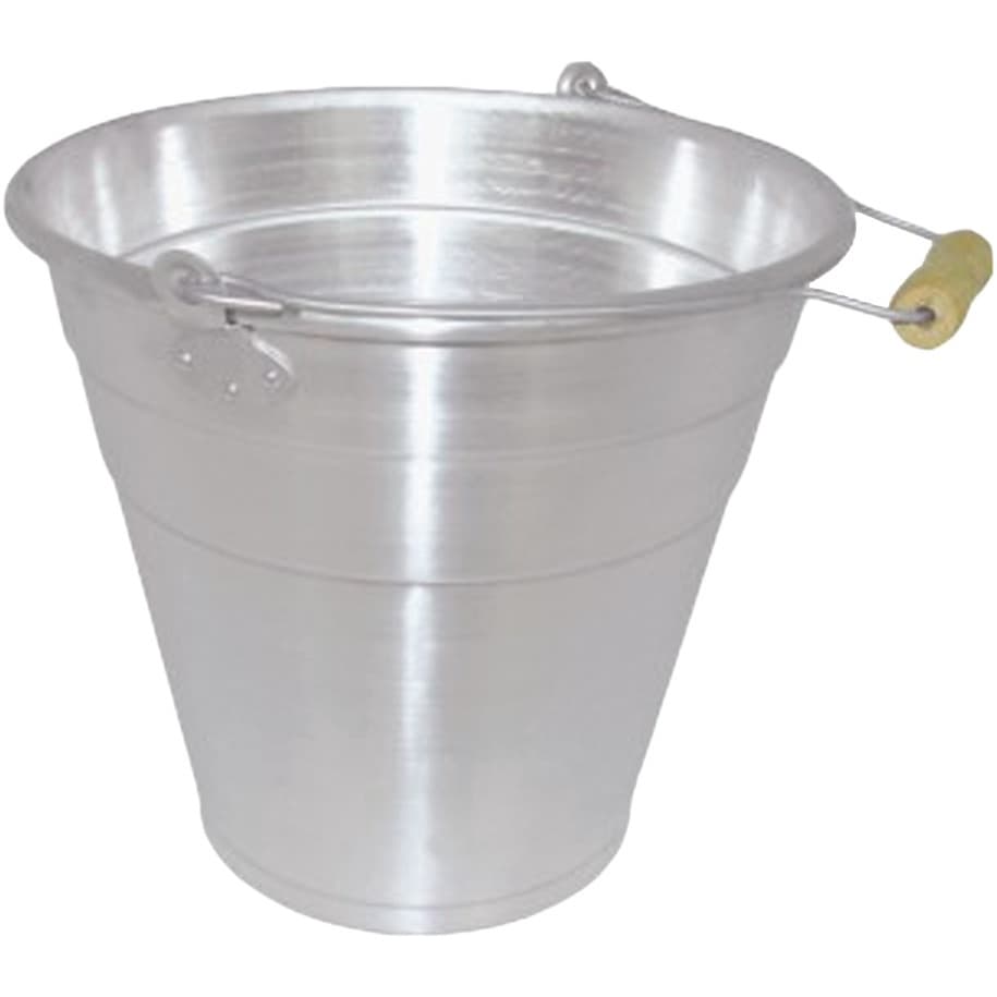 Balde 18 Litros Alumínio Polido Resistente Alça de Madeira