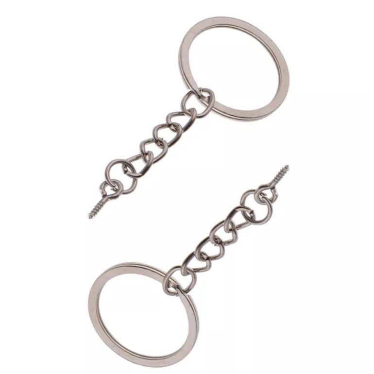argola para chaveiro italiana - prata - 25mm + elo + pitão 100 peças